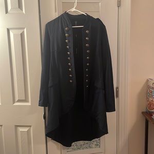 Venti6 Hi Lo Long Button Sgt Pepper Jacket. Dark Navy. Size L
